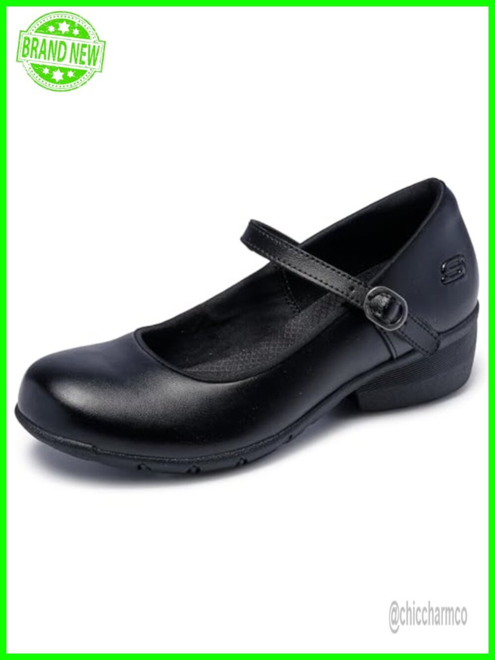 Non Slip Work Shoes Leather Mary Jane Slip Resistant Memory Foam Comfort